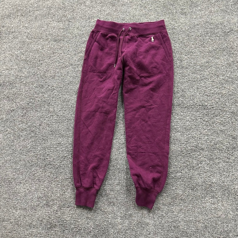 Polo Ralph Lauren Joggers Womens Size XS Purple Fleece Drawstring Athletic Sweat